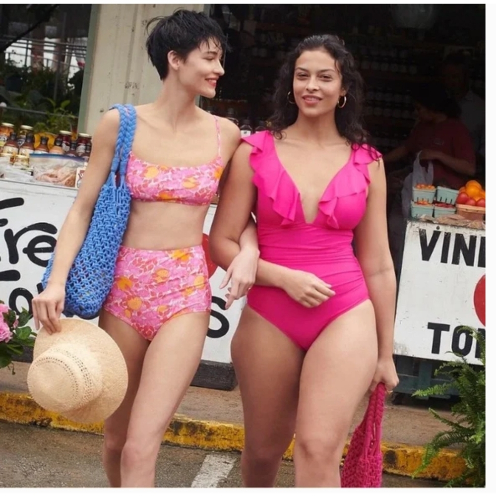 NEW J.Crew Ruched Ruffle One-piece Swimsuit In Pink Size 6 - Picture 2 of 7